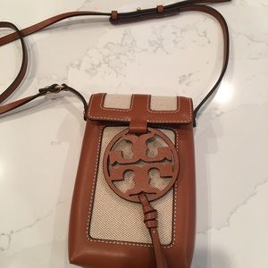 TORY BURCH MILLER CANVAS QUADRANT PHONE CROSSBODY